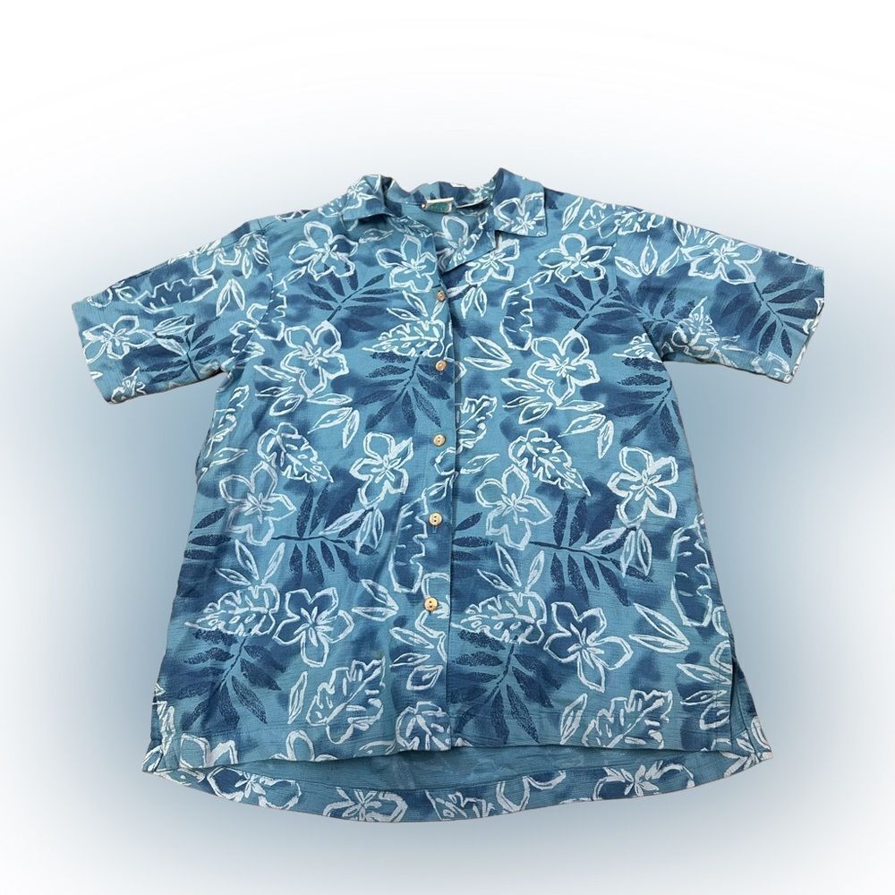 Vintage Wek Woman Blue Hawaiian Shirt
